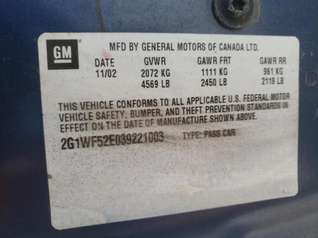 Photo 10 from auction – 2003 CHEVROLET IMPALA with VIN 2G1WF52E039221003