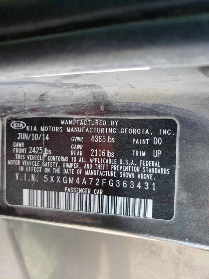 Photo 10 from auction – 2015 KIA OPTIMA with VIN 5XXGM4A72FG363431