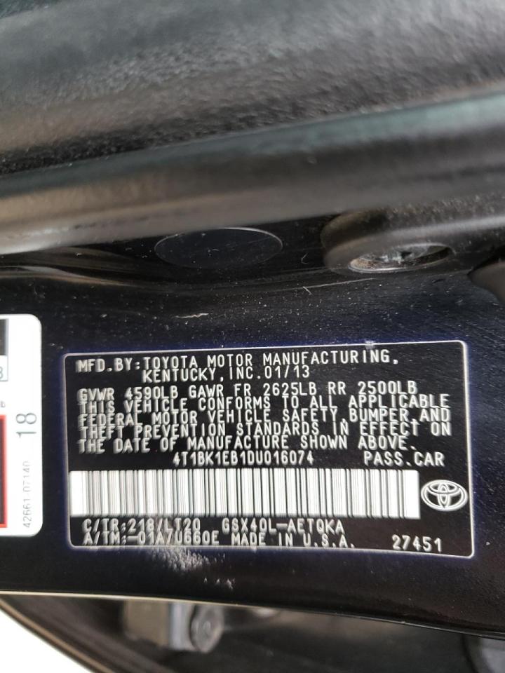 Photo 10 from auction – 2013 TOYOTA AVALON BAS with VIN 4T1BK1EB1DU016074