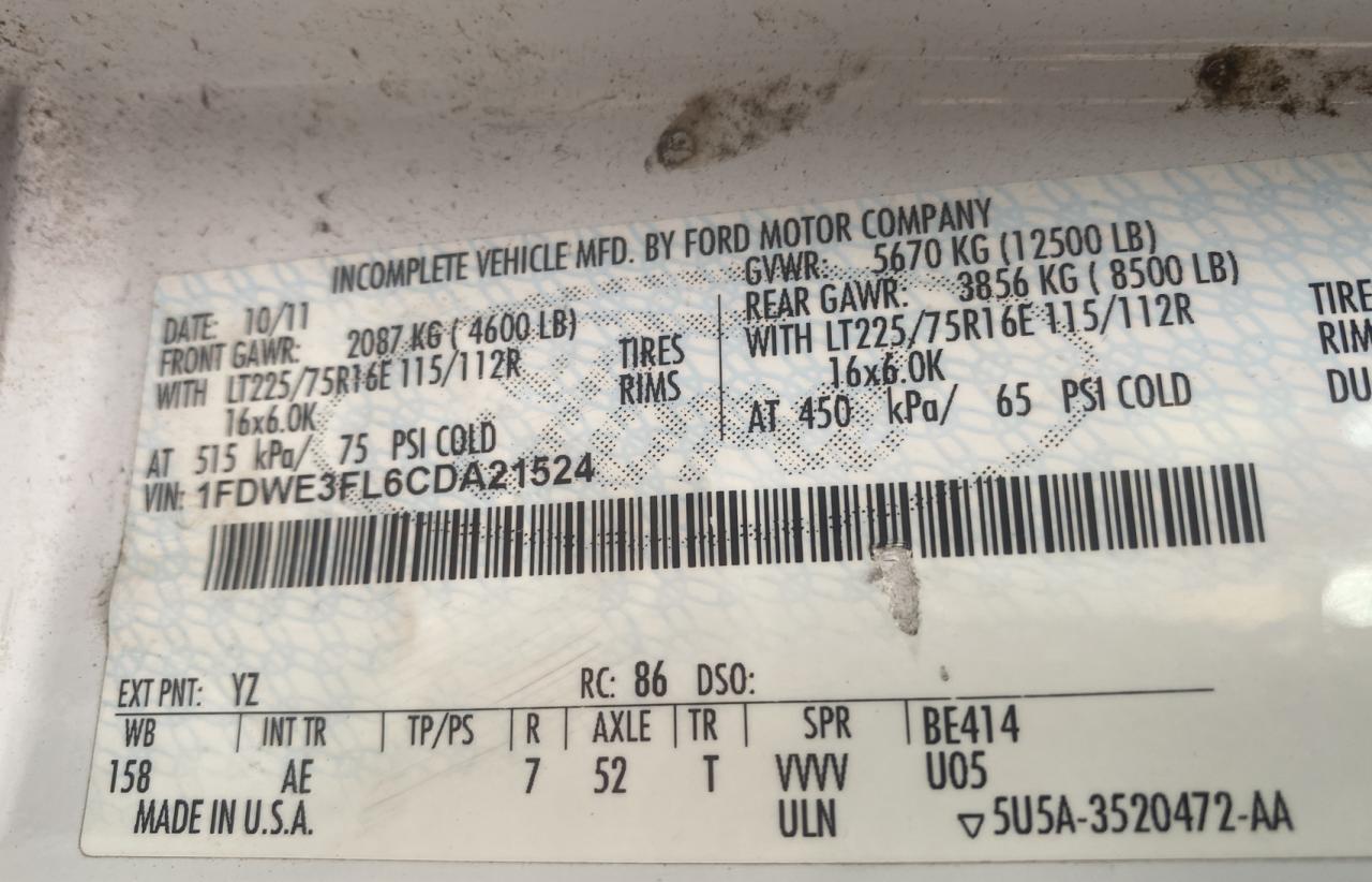 Photo 10 from auction – 2012 FORD ECONOLINE with VIN 1FDWE3FL6CDA21524