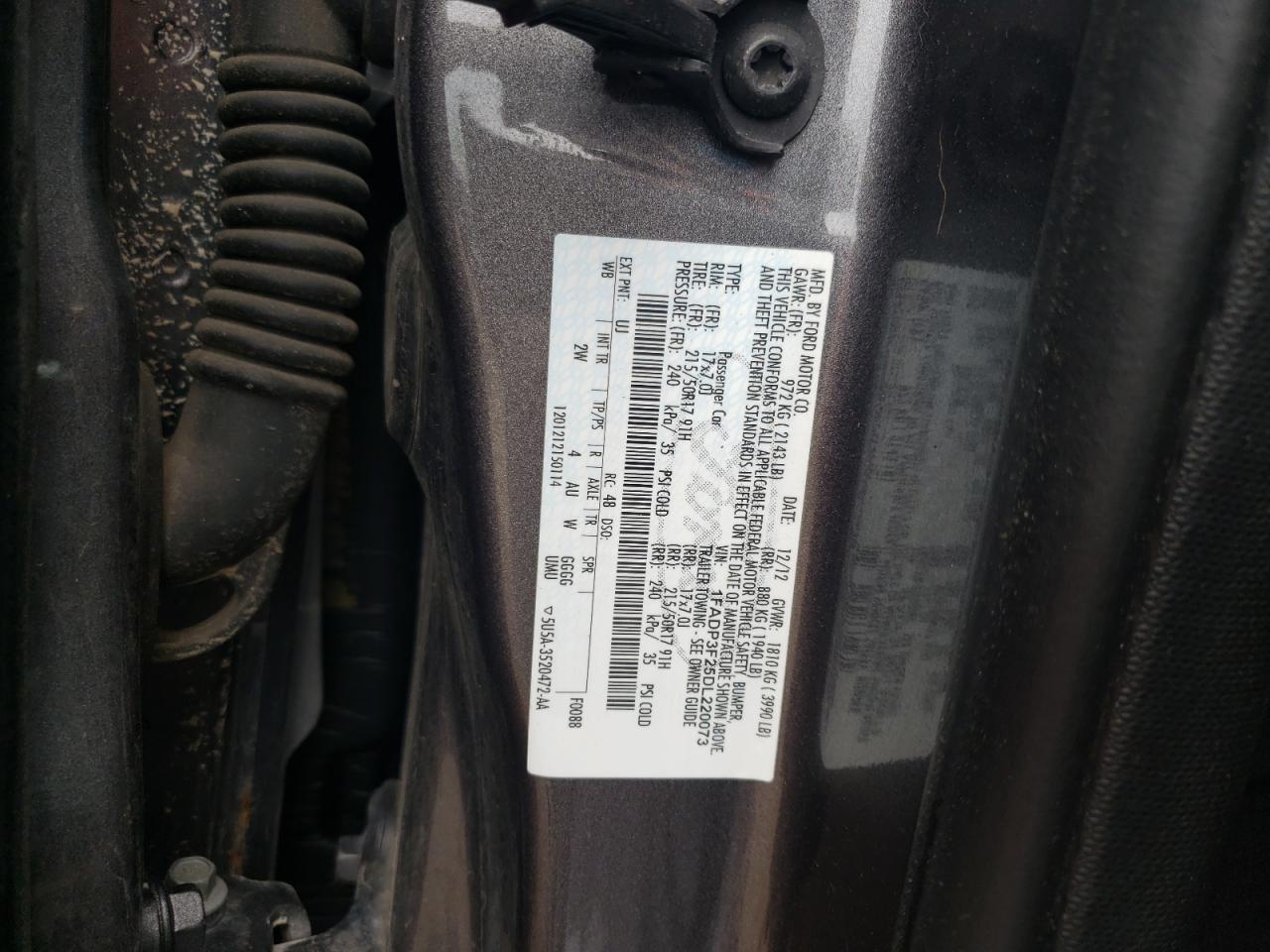 Photo 10 from auction – 2013 FORD FOCUS SE with VIN 1FADP3F25DL220073
