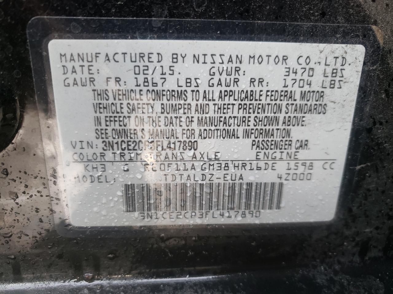 Photo 10 from auction – 2015 NISSAN VERSA NOTE with VIN 3N1CE2CP3FL417890