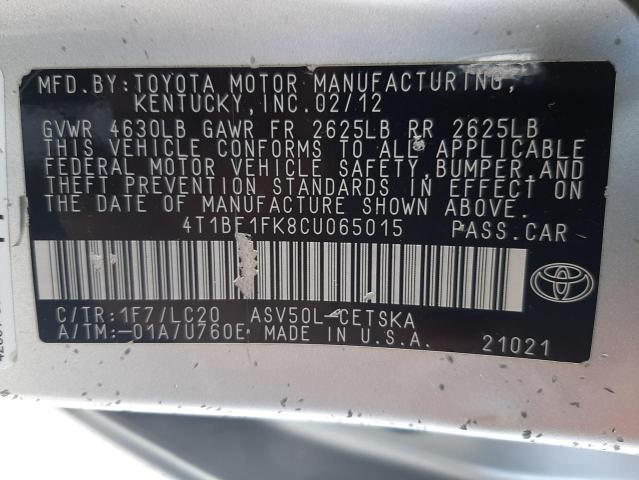 Foto 10 de la subasta – 2012 TOYOTA CAMRY BASE con VIN 4T1BF1FK8CU065015
