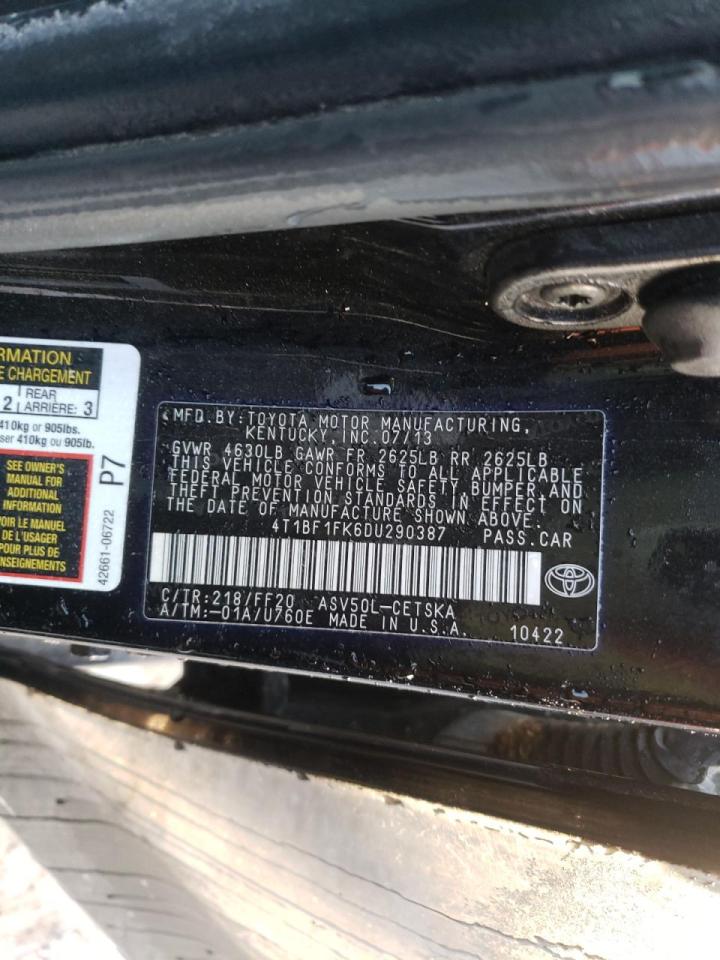 Photo 10 from auction – 2013 TOYOTA CAMRY L with VIN 4T1BF1FK6DU290387