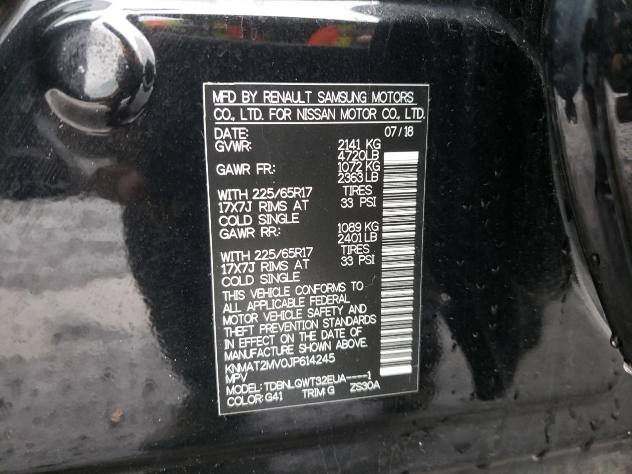 Photo 10 from auction – 2018 NISSAN ROGUE S with VIN KNMAT2MV0JP614245