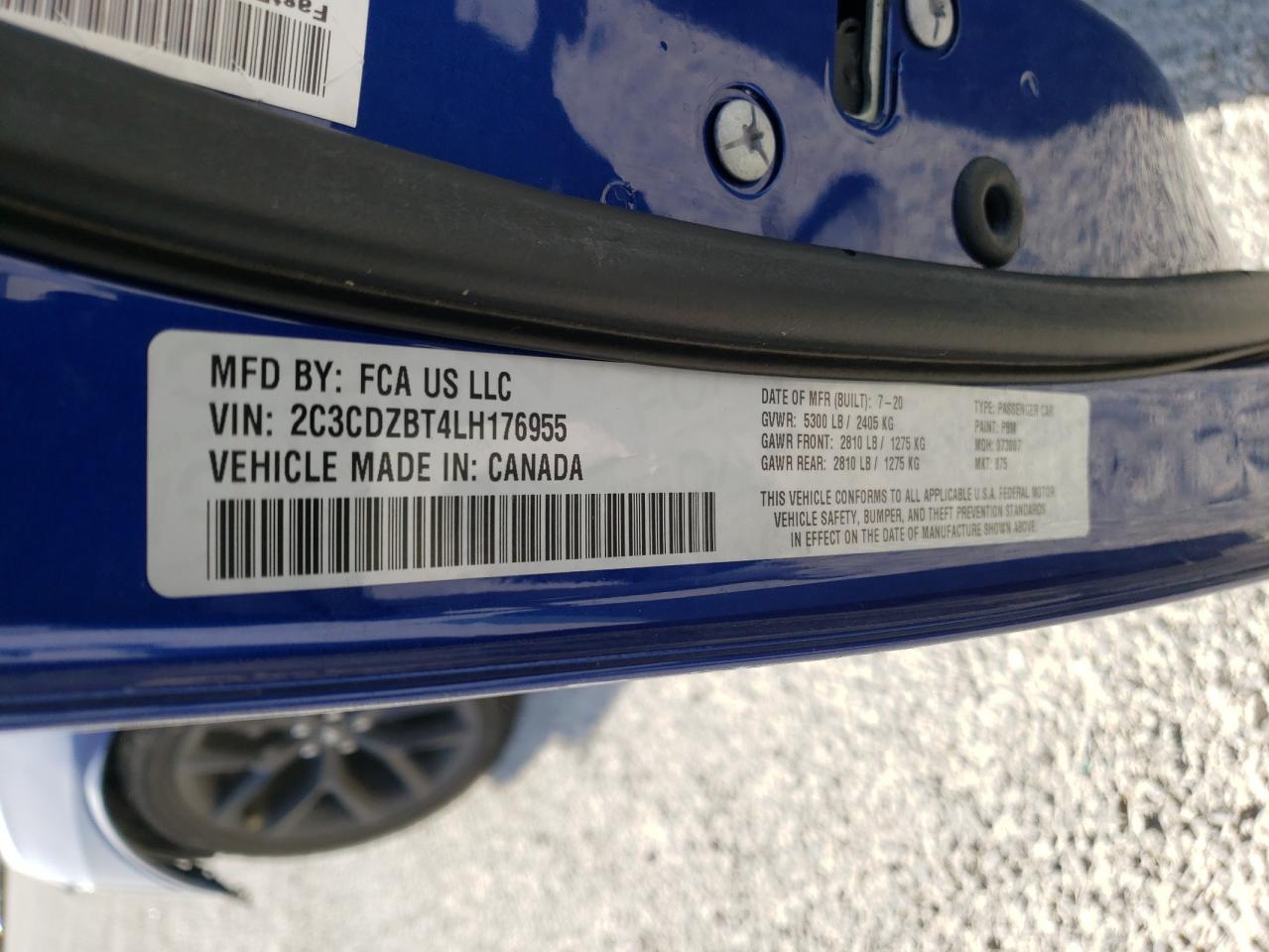 Photo 10 from auction – 2020 DODGE CHALLENGER with VIN 2C3CDZBT4LH176955