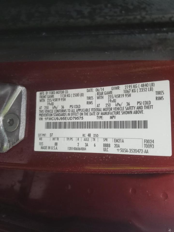 Photo 10 from auction – 2014 FORD ESCAPE TIT with VIN 1FMCU9J95EUD79575