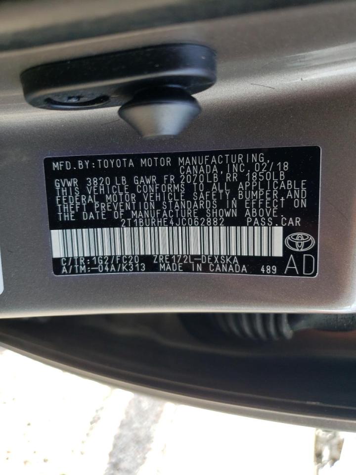 Photo 10 from auction – 2018 TOYOTA COROLLA L with VIN 2T1BURHE4JC062882
