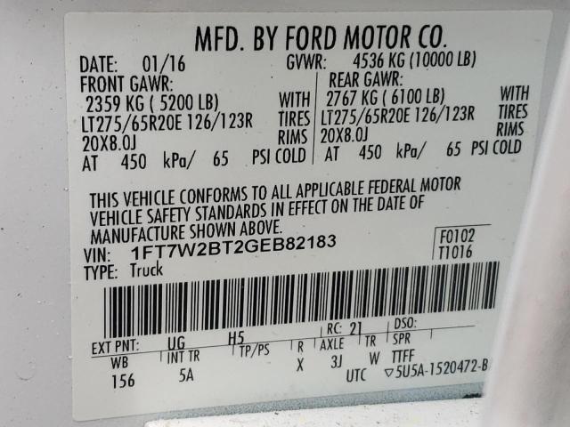 Photo 10 from auction – 2016 FORD F250 SUPER with VIN 1FT7W2BT2GEB82183