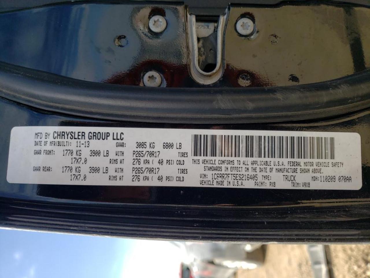 Photo 10 from auction – 2014 RAM 1500 ST with VIN 1C6RR7FT5ES216405