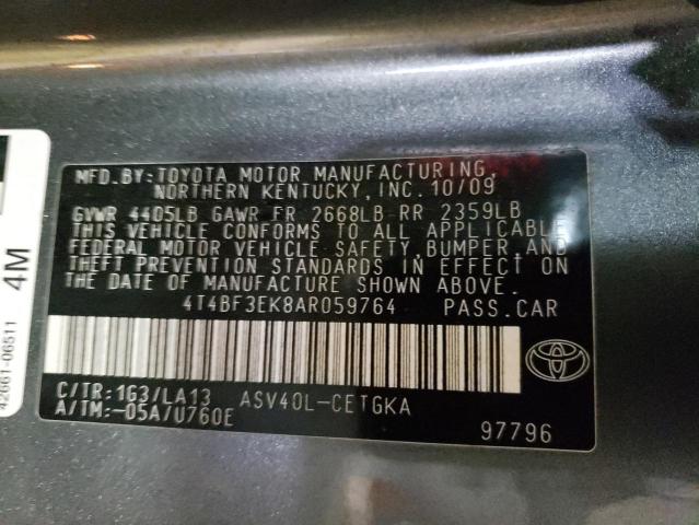 Photo 10 from auction – 2010 TOYOTA CAMRY BASE with VIN 4T4BF3EK8AR059764