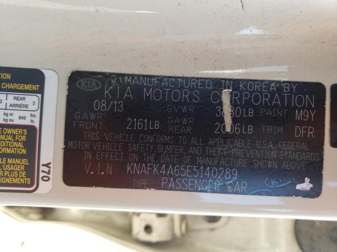 Photo 10 from auction – 2014 KIA FORTE LX with VIN KNAFK4A65E5140289