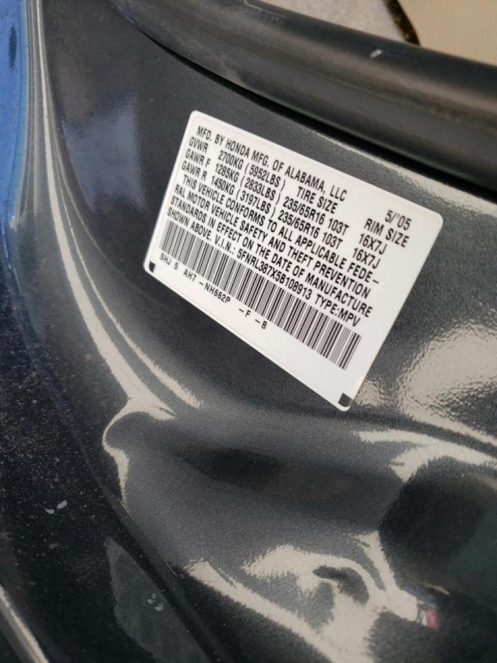 Photo 10 from auction – 2005 HONDA ODYSSEY EX with VIN 5FNRL387X5B108913