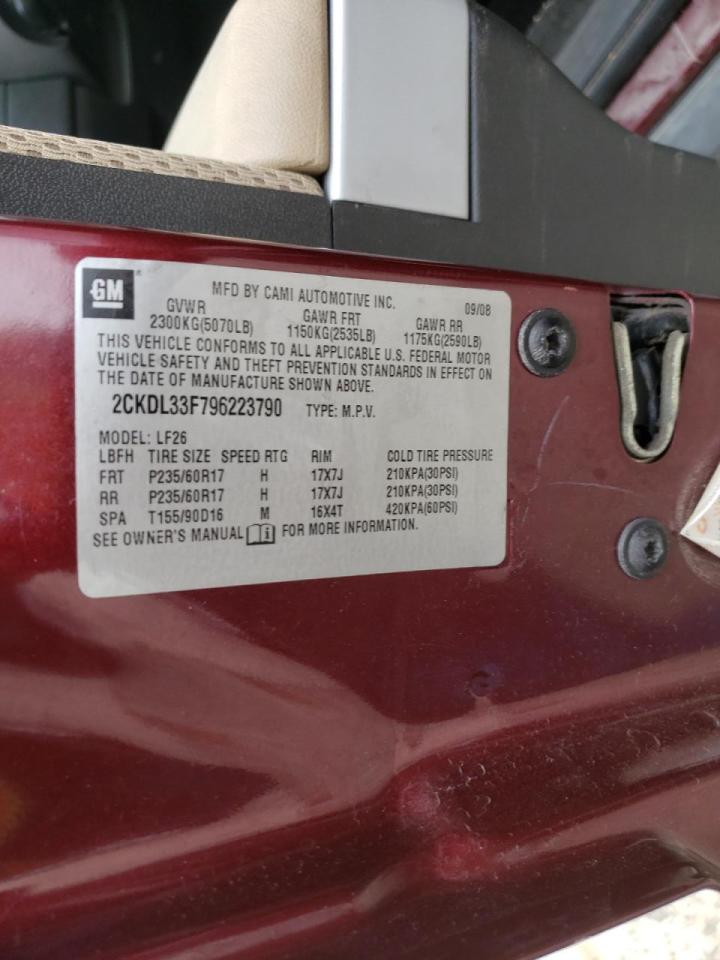 Photo 10 from auction – 2009 PONTIAC TORRENT with VIN 2CKDL33F796223790
