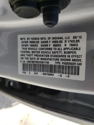 Photo 9 from auction – 2012 HONDA CIVIC LX with VIN 19XFB2F50CE091740