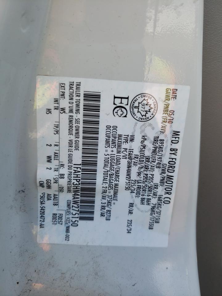 Photo 10 from auction – 2010 FORD FOCUS SEL with VIN 1FAHP3HN4AW275150
