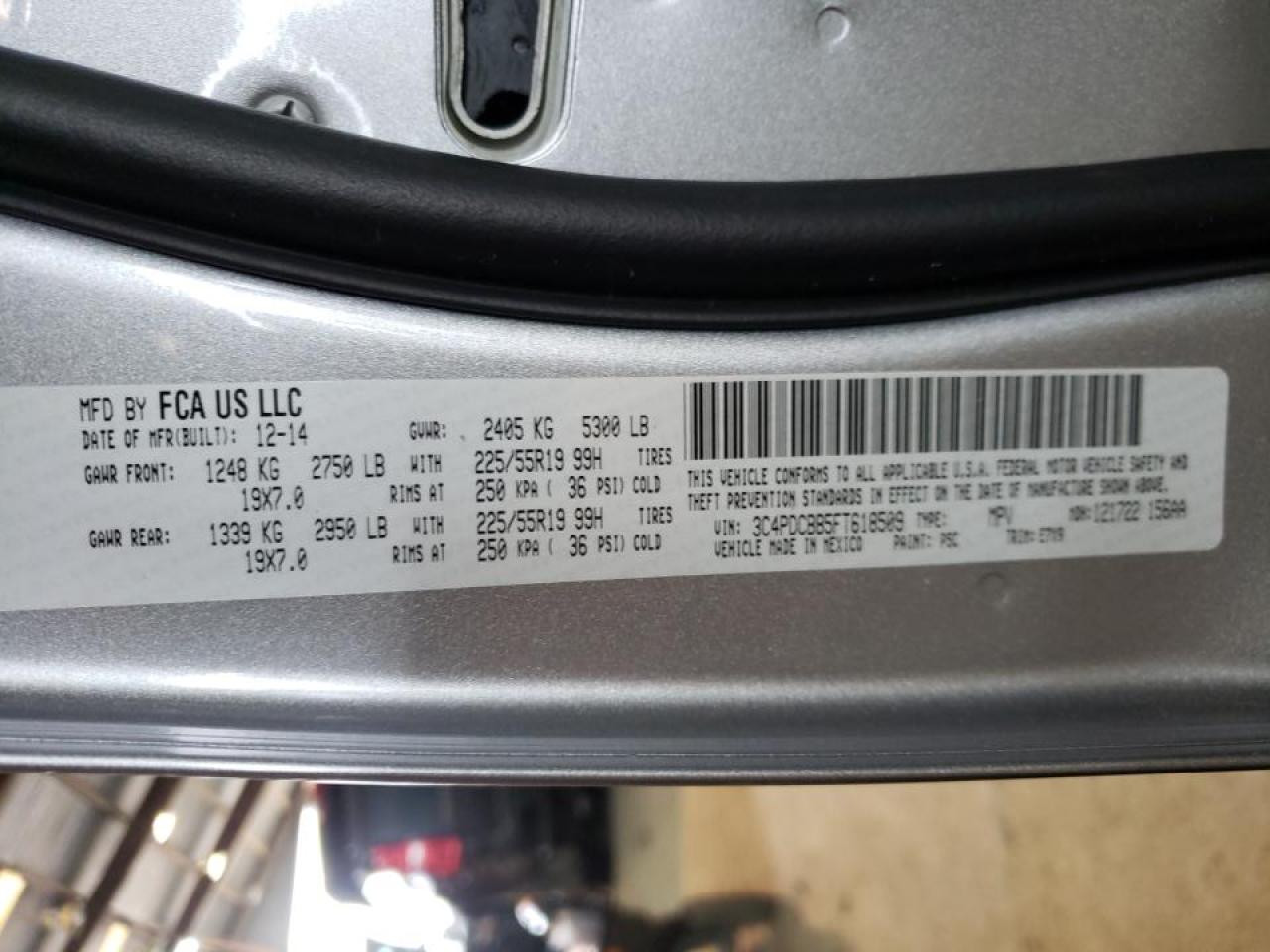 Photo 20 from auction – 2015 DODGE JOURNEY SX with VIN 3C4PDCBB5FT618509
