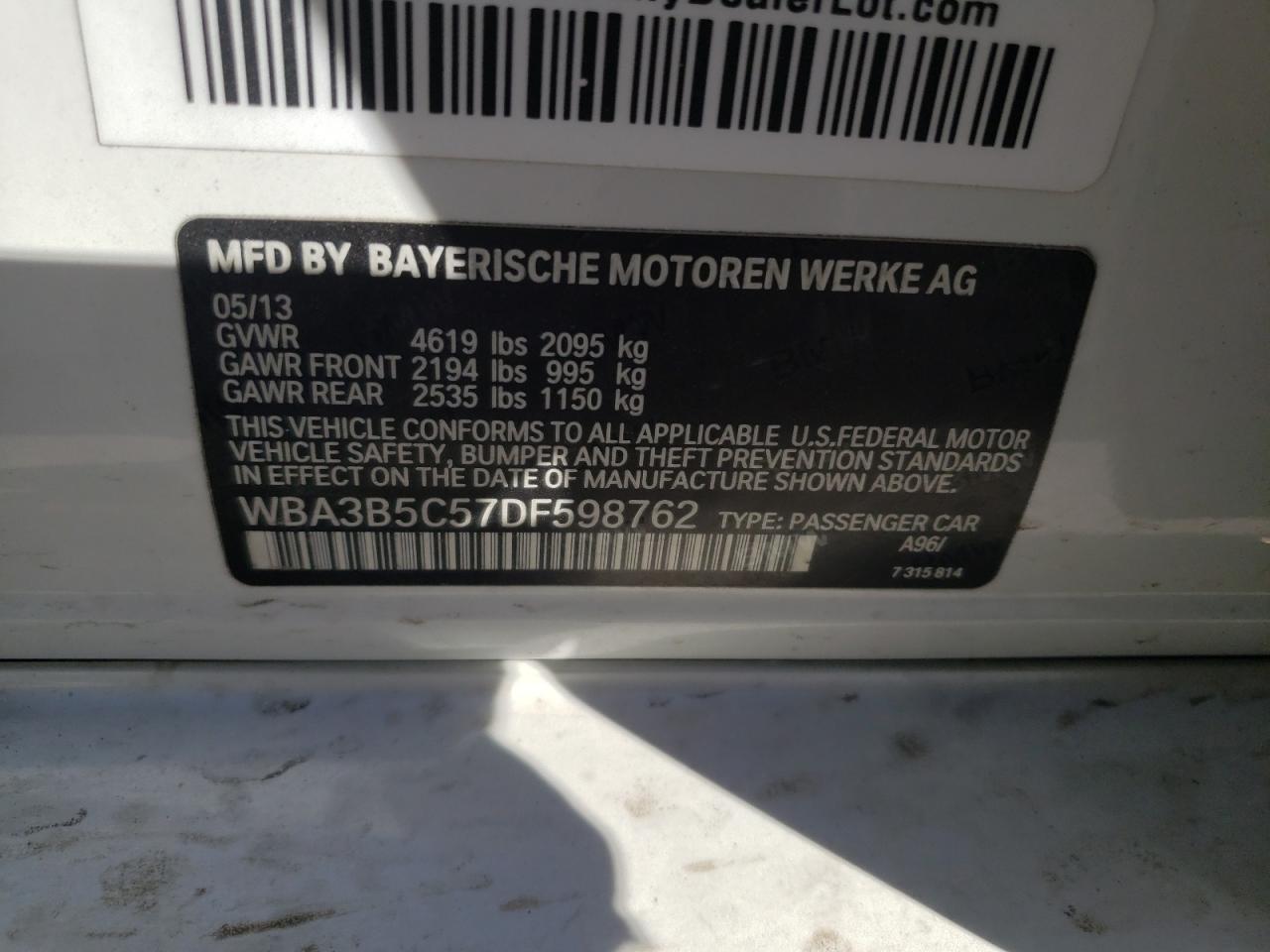 Photo 10 from auction – 2013 BMW UK with VIN WBA3B5C57DF598762
