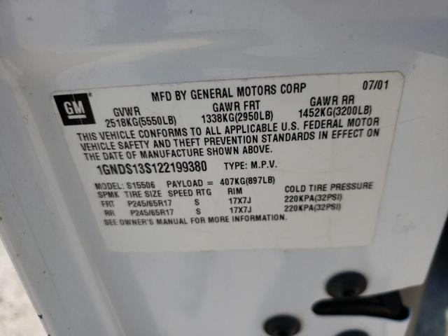 Photo 10 from auction – 2002 CHEVROLET TRAILBLAZE with VIN 1GNDS13S122199380