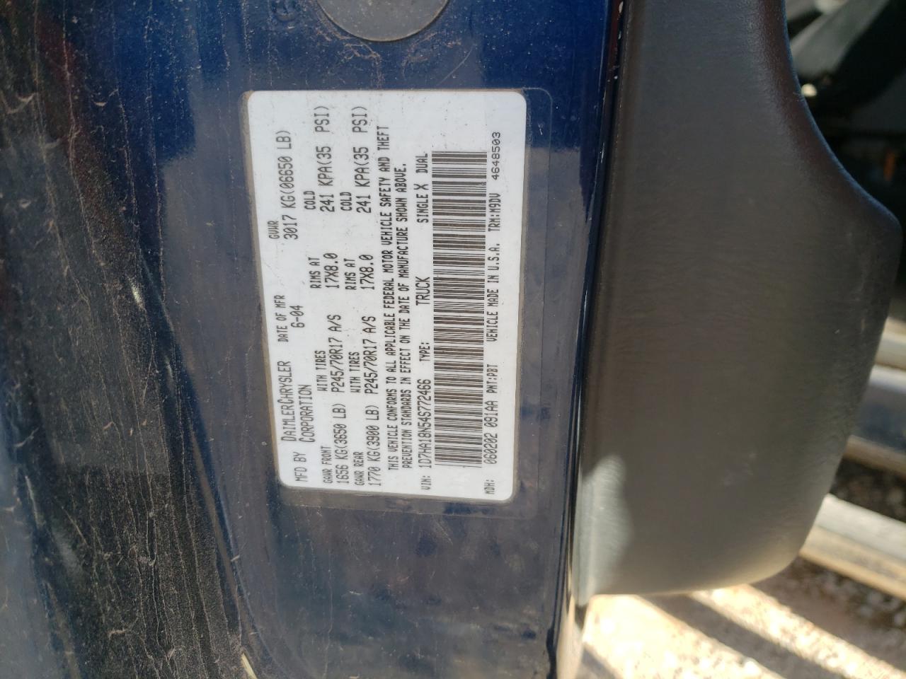 Photo 10 from auction – 2004 DODGE RAM 1500 S with VIN 1D7HA18N54S772466