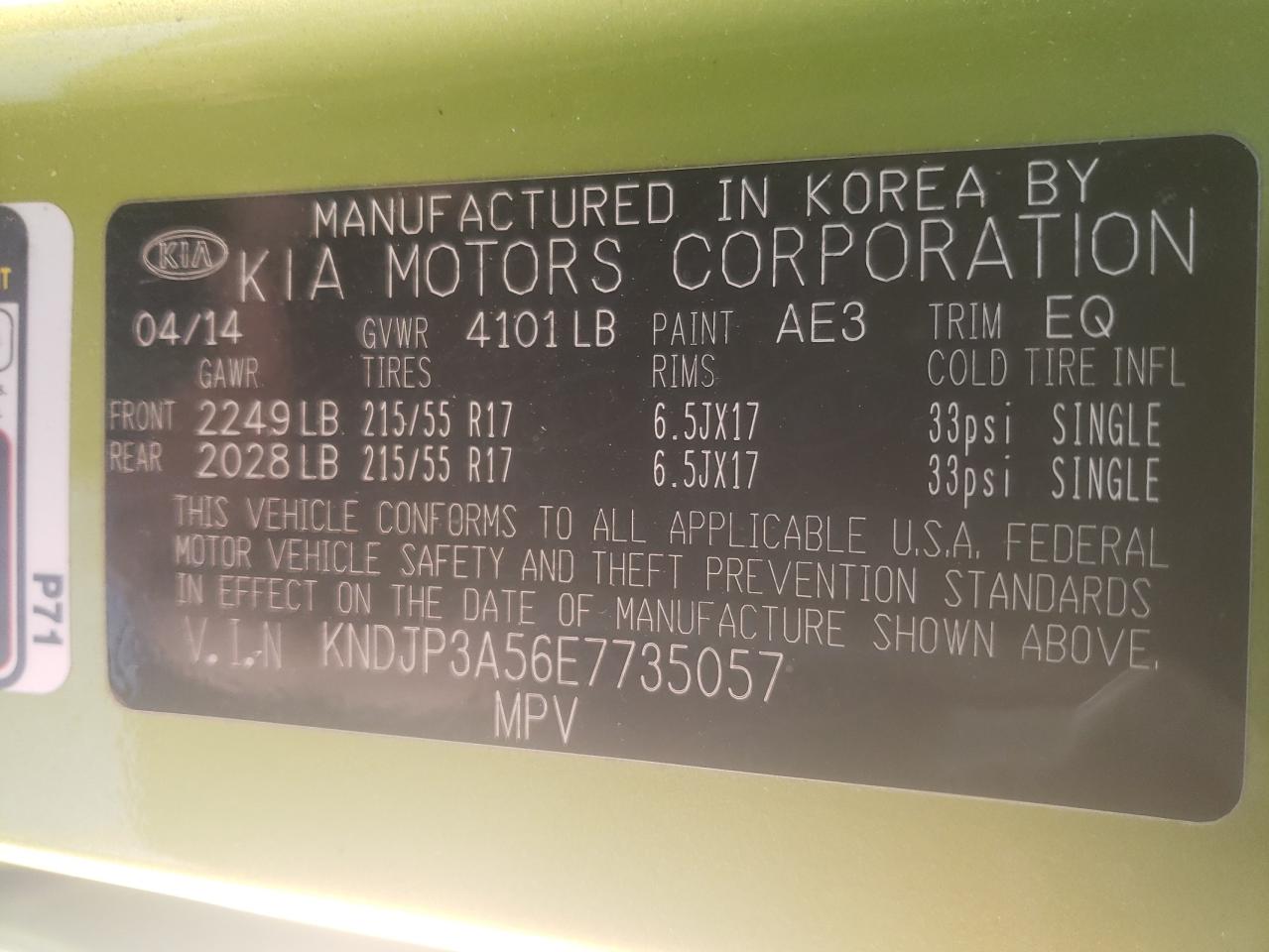 صورة رقم 10 من المزاد - 2014 KIA SOUL + مع VIN KNDJP3A56E7735057