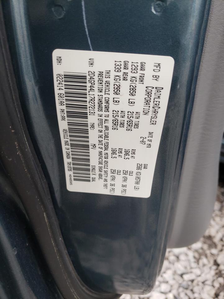 Photo 10 from auction – 2007 DODGE GRAND CARA with VIN 2D4GP44L17R272131