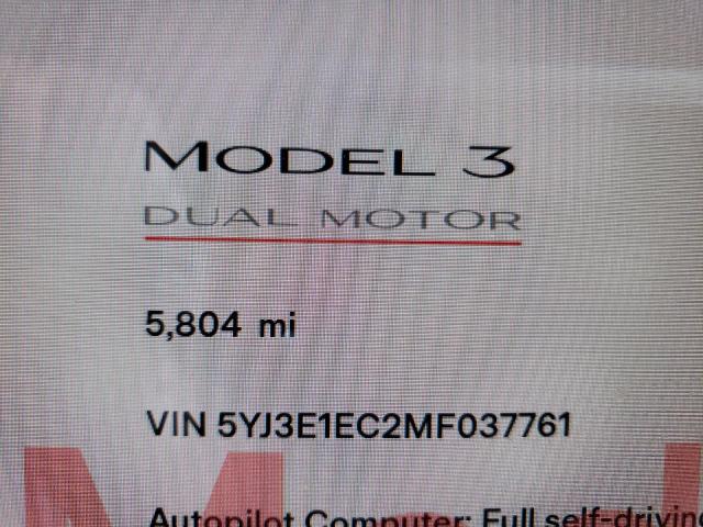 Photo 8 from auction – 2021 TESLA MODEL 3 with VIN 5YJ3E1EC2MF037761