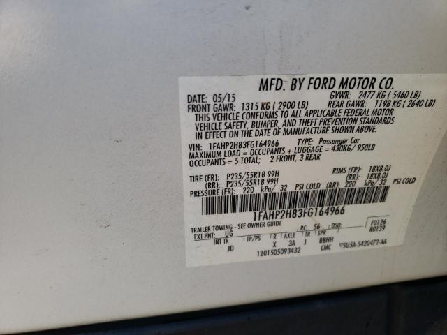 Photo 10 from auction – 2015 FORD TAURUS SEL with VIN 1FAHP2H83FG164966