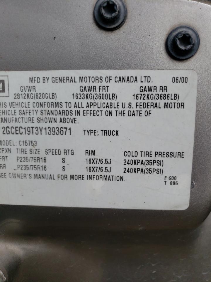 Photo 10 from auction – 2000 CHEVROLET SILVERADO with VIN 2GCEC19T3Y1393671