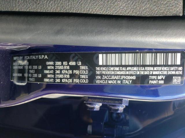 Photo 10 from auction – 2018 JEEP RENEGADE S with VIN ZACCJBAB7JPH36449