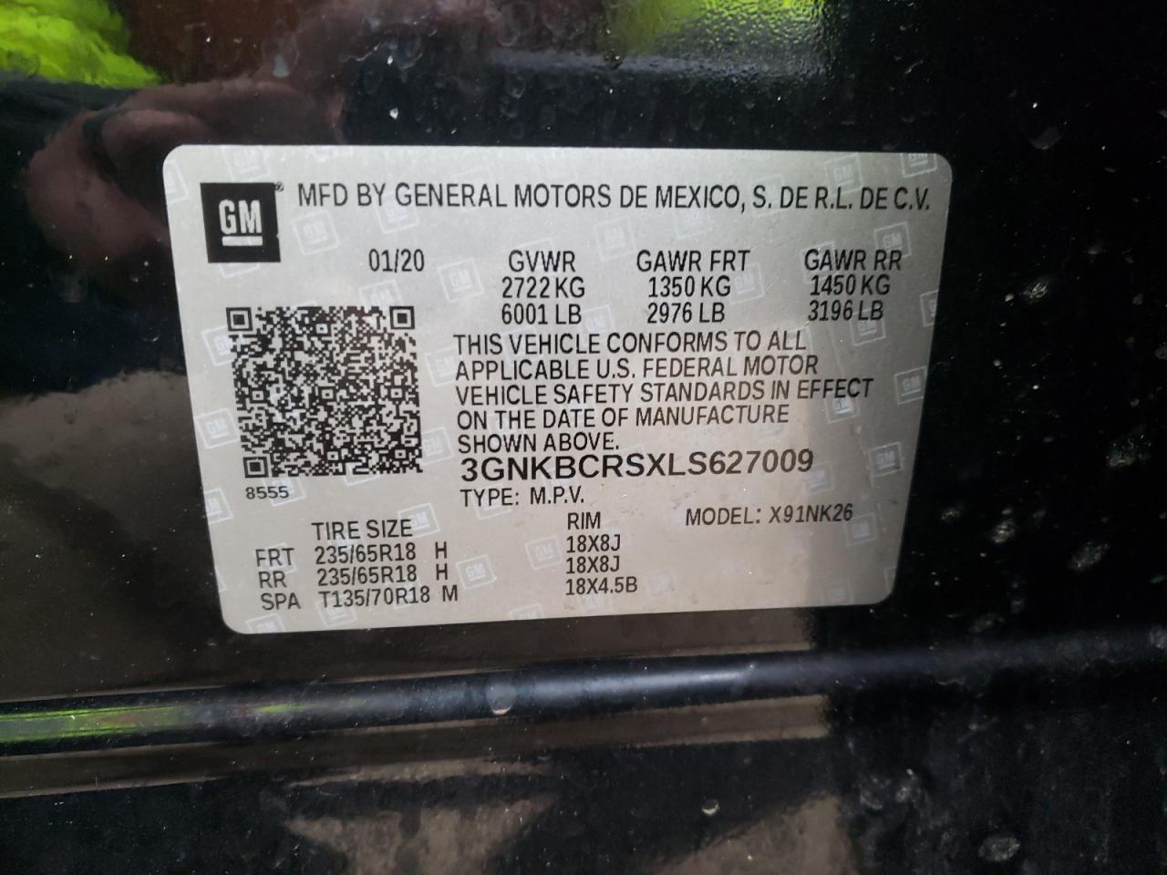 Photo 10 from auction – 2020 CHEVROLET BLAZER 2LT with VIN 3GNKBCRSXLS627009