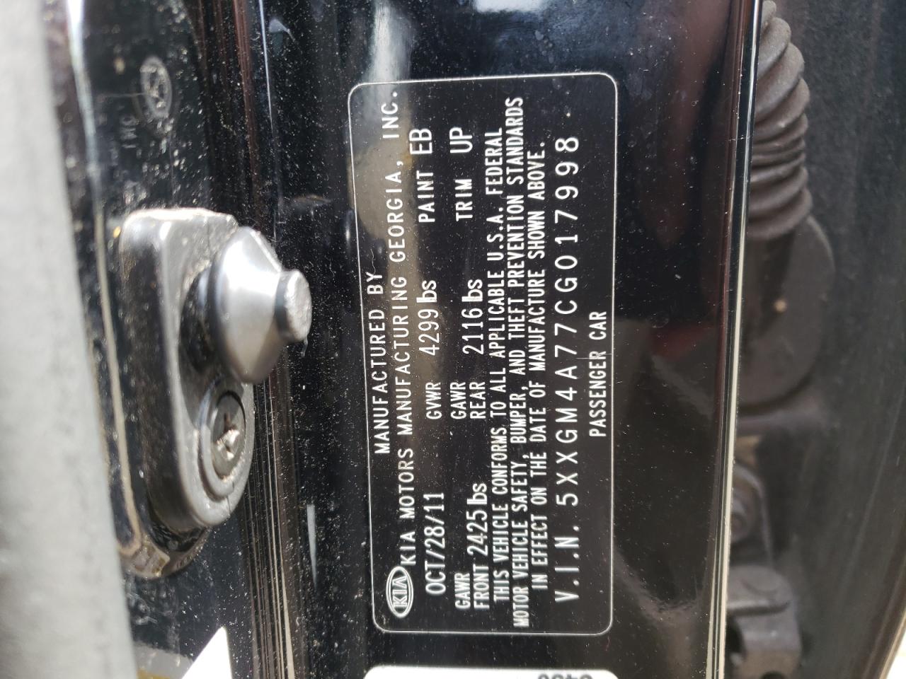 Photo 10 from auction – 2012 KIA OPTIMA LX with VIN 5XXGM4A77CG017998