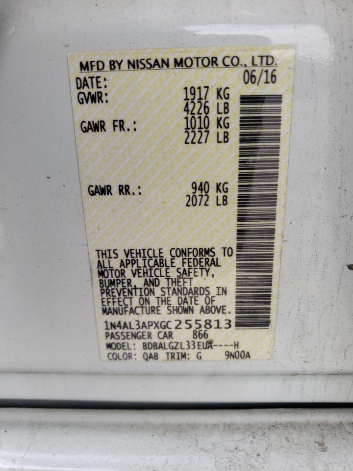 Photo 10 from auction – 2016 NISSAN ALTIMA 2.5 with VIN 1N4AL3APXGC255813