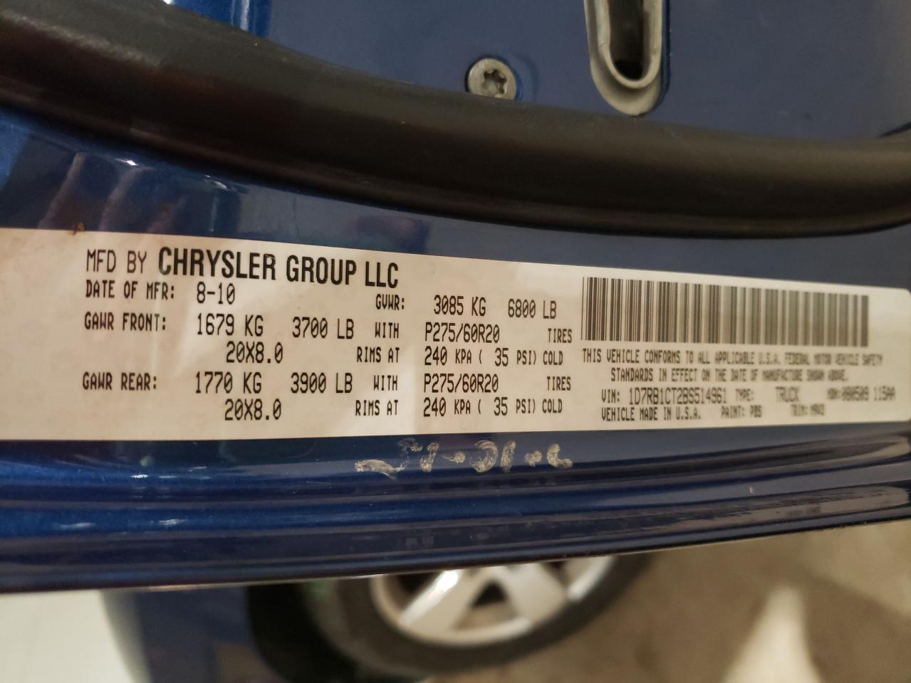 Photo 10 from auction – 2011 DODGE RAM 1500 with VIN 1D7RB1CT2BS514961