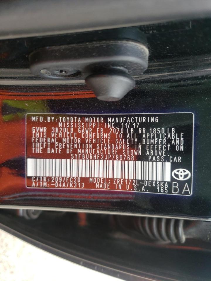 Photo 10 from auction – 2018 TOYOTA COROLLA L with VIN 5YFBURHE2JP780768