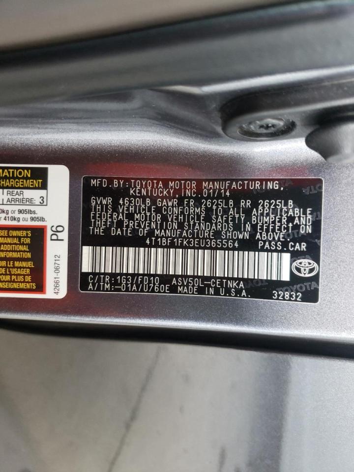 Photo 10 from auction – 2014 TOYOTA CAMRY L with VIN 4T1BF1FK3EU365564