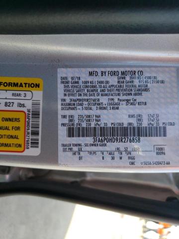 Photo 10 from auction – 2018 FORD FUSION SE with VIN 3FA6P0HD9JR276858