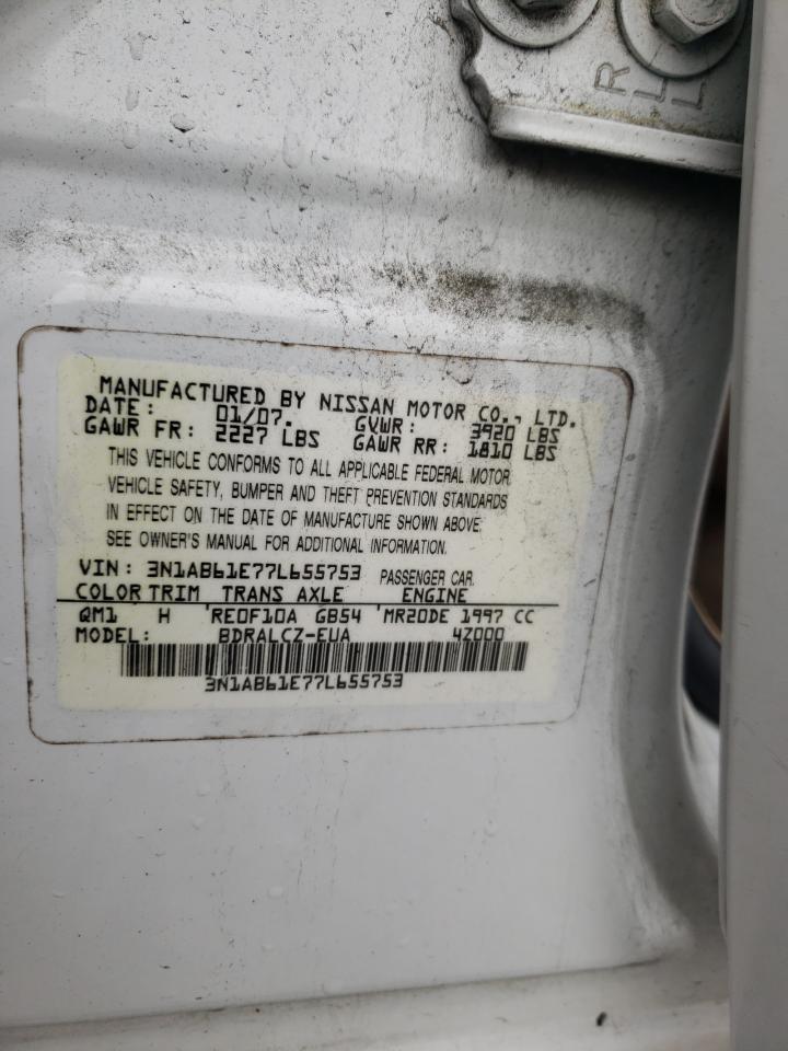 Photo 10 from auction – 2007 NISSAN SENTRA 2.0 with VIN 3N1AB61E77L655753