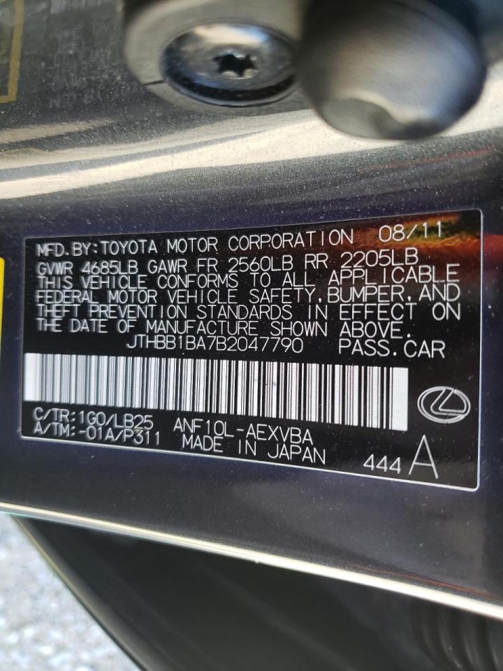 Photo 10 from auction – 2011 LEXUS HS 250H with VIN JTHBB1BA7B2047790