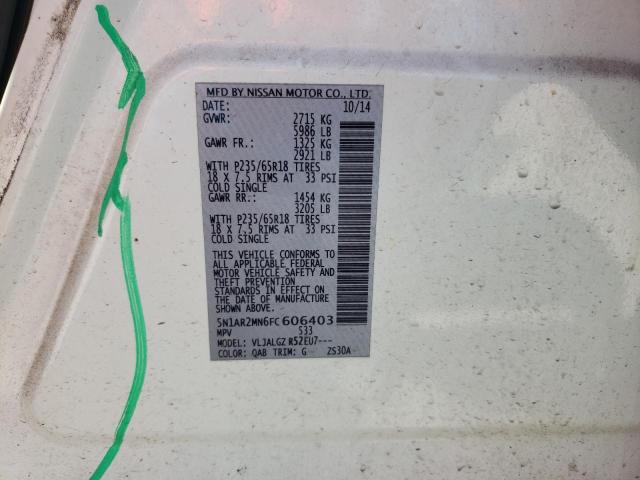 Foto 10 de la subasta – 2015 NISSAN PATHFINDER con VIN 5N1AR2MN6FC606403