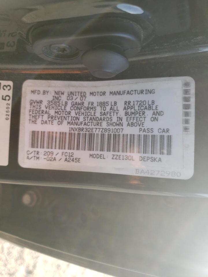 Photo 10 from auction – 2007 TOYOTA COROLLA CE with VIN 1NXBR32E77Z891007