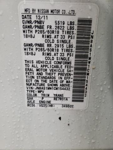 Photo 10 from auction – 2012 INFINITI FX35 with VIN JN8AS1MW1CM154432