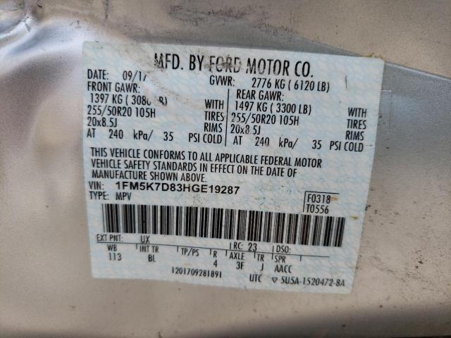 Photo 10 from auction – 2017 FORD EXPLORER X with VIN 1FM5K7D83HGE19287
