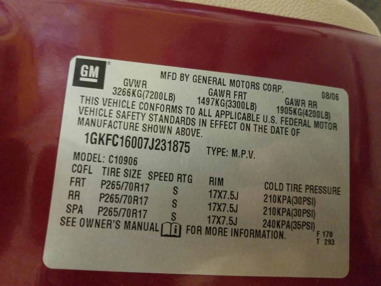 Photo 10 from auction – 2007 GMC YUKON XL C with VIN 1GKFC16007J231875