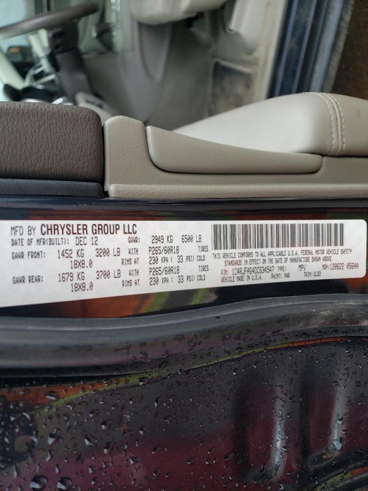 Photo 10 from auction – 2013 JEEP GRAND CHER with VIN 1C4RJFAG4DC634547