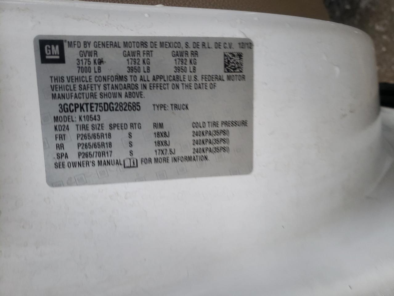 Photo 10 from auction – 2013 CHEVROLET SILVERADO with VIN 3GCPKTE75DG282685