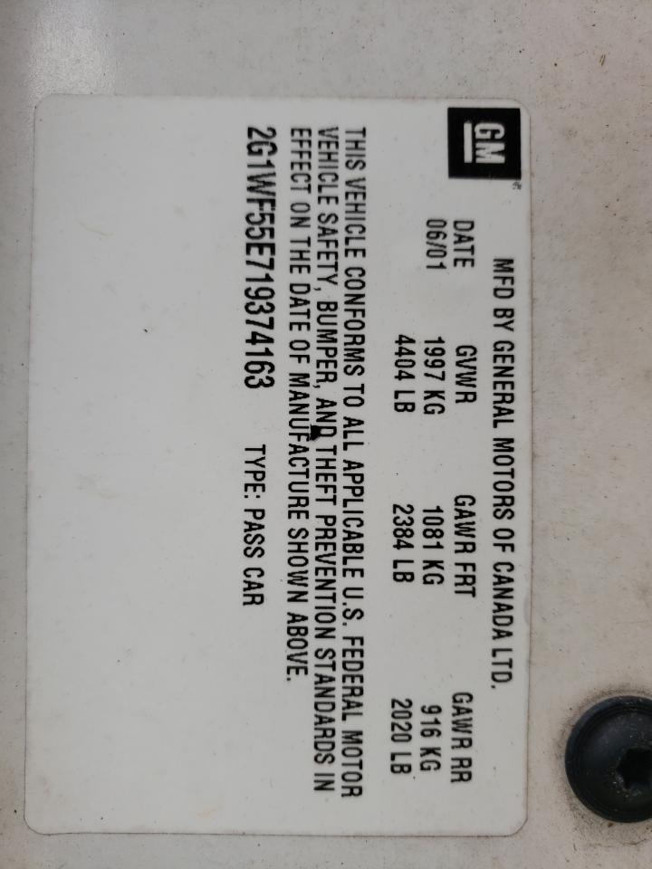 Photo 10 from auction – 2001 CHEVROLET IMPALA with VIN 2G1WF55E719374163