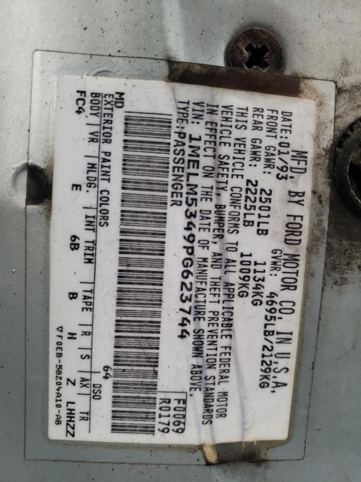 Photo 10 from auction – 1993 MERCURY SABLE LS with VIN 1MELM5349PG623744
