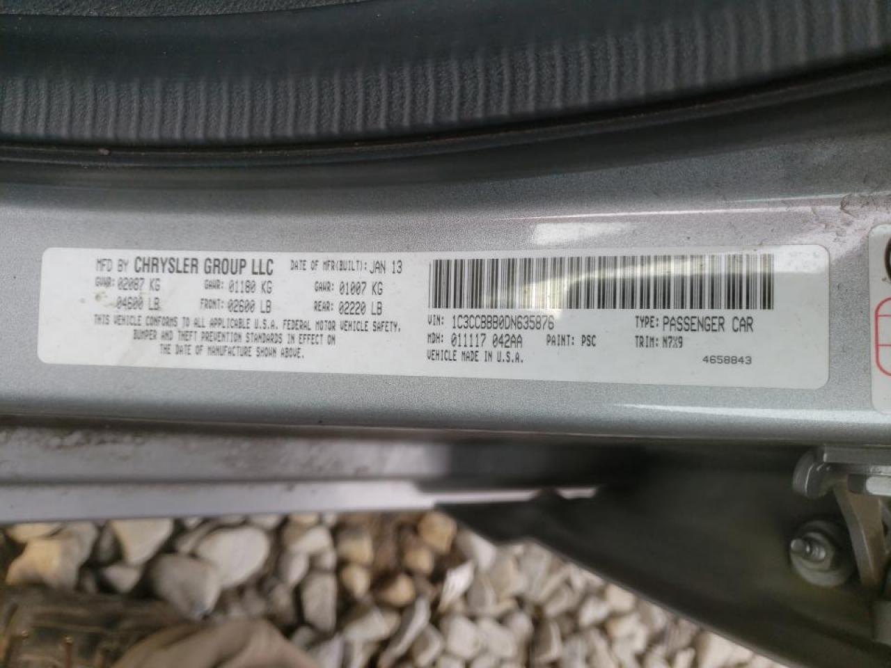 Foto 10 de la subasta – 2013 CHRYSLER 200 TOURIN con VIN 1C3CCBBB0DN635876