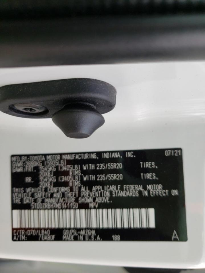 Photo 10 from auction – 2021 TOYOTA HIGHLANDER with VIN 5TDDZRBH7MS141150